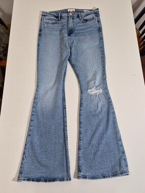 FRAME Le High Flare Jeans Women’s 31 Crystal Beach Tear Distressed
